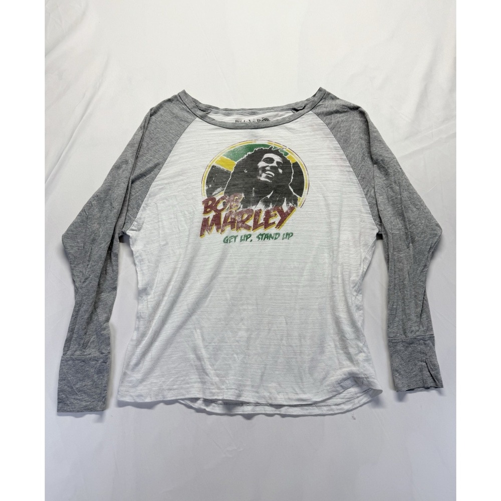 Billabong X Bob Marley Raglan T-shirt 3/4 Sleeves Graphic M White Tee